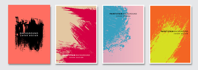Book cover templates set, vector paint stain abstract background