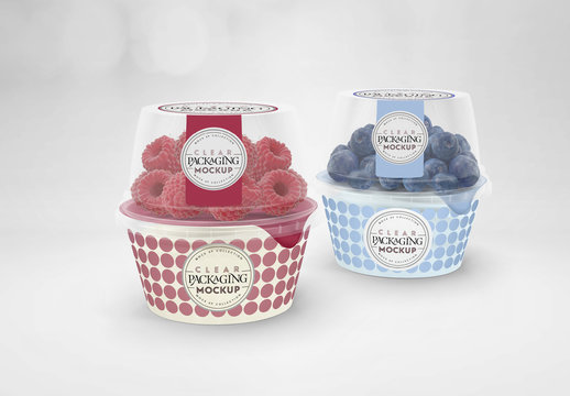 2 Clear Tubs with Domed or Flat Tops Mockup