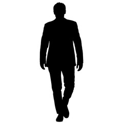 Silhouette of People Standing on White Background