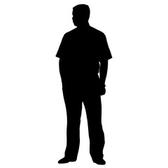 Silhouette of People Standing on White Background