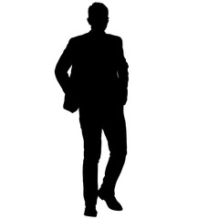 Silhouette of People Standing on White Background