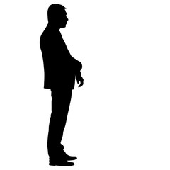 Silhouette of People Standing on White Background