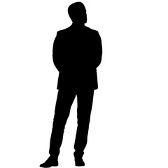 Silhouette of People Standing on White Background