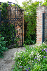 Beautiful botanical garden, open gate