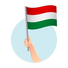 Hungary flag in hand icon