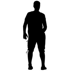 Black silhouette man standing, people on white background