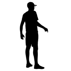 Black silhouette man standing, people on white background