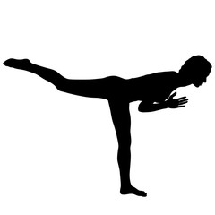Fototapeta premium Silhouette girl on yoga class in pose on a white background