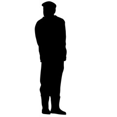 Silhouette man standing, people on white background