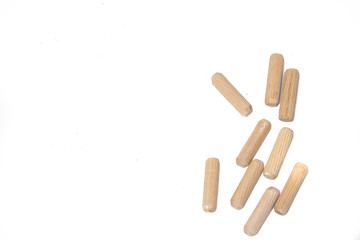 Dowels isolated on white background. Accessories on a white background.