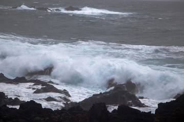 Storm over Termas de Ferraria in Sao Miguel island Azores Portugal