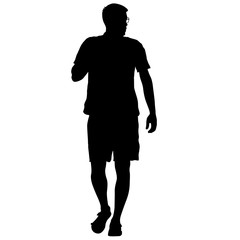 Black silhouette man standing, people on white background
