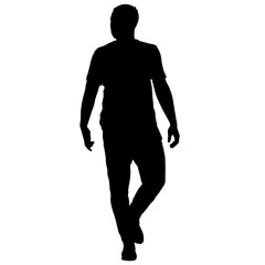 Black silhouette man standing, people on white background