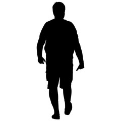 Black silhouette man standing, people on white background