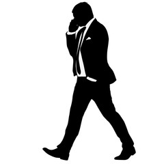 Silhouette businessman talking on the phone, a white background