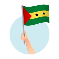 Sao Tome and Principe flag in hand icon