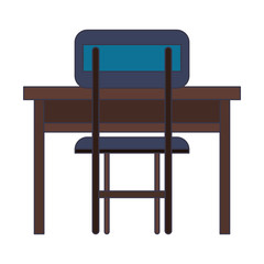 Desk with chair isolated cartoon