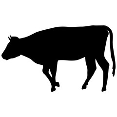Black silhouette of cash cow on white background