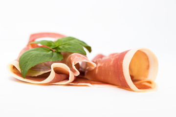 iberian ham isolated in white background