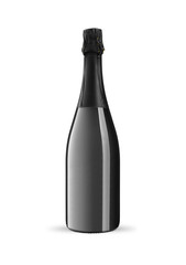 Bottle of sparkling wine on a white background, including clipping path