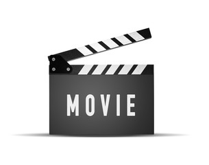 Movie slapstick on white background, Movie inscription on flapper