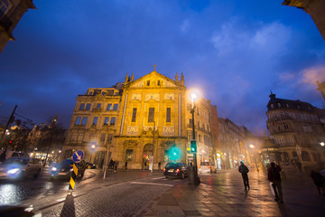 Fototapeta na wymiar Cityscape by twilight in Porto on January 13, 2018 Portugal