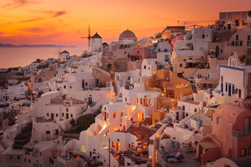 Oia at sunset, Santorini Island, Greece
