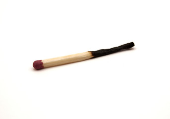 match burnt on the other side on a white background