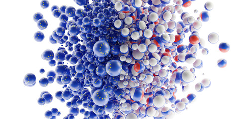 Political relationships between Europe and Russia, original 3d rendering