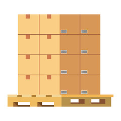 boxes over pallets vector illustration