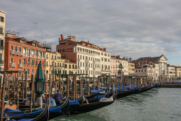 Canal with gondolas in Venice, Italy. Architecture and landmarks of Venice. 