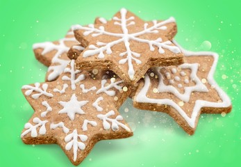 Tasty Christmas cookies isolated on white background