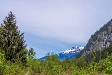 View of snow mountains in British Columbia, Canada.