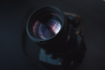 Reflection of glass on camera lens