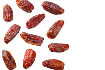 date fruit isolated on white background. top view