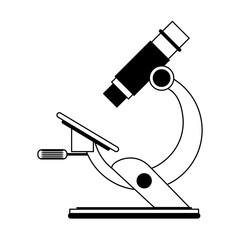 Microscope tool scientific isolated in black and white
