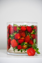 fresh strawberries in a glass