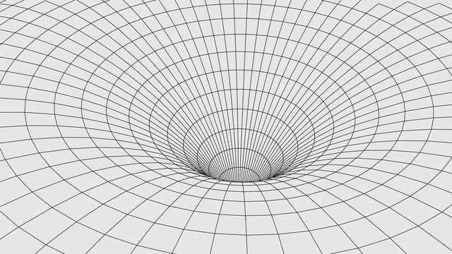 Wireframe Abstract Tunnel. 3D Vector Wormhole With A Mesh Structure.