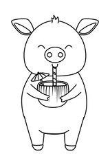 cute animal enjoying summer time cartoon