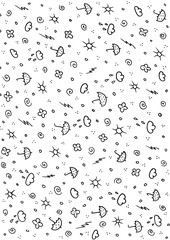 Weather doodles on white background.