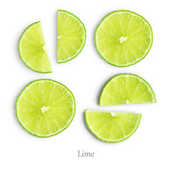 Lime slices isolated