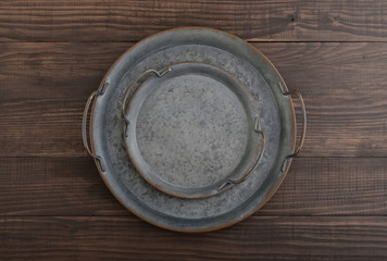 Vintage metal round tray