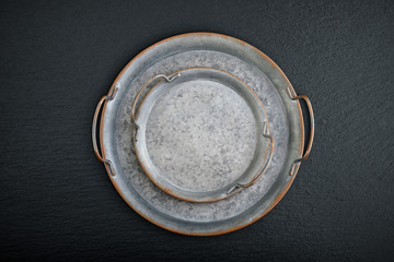 Vintage metal round tray