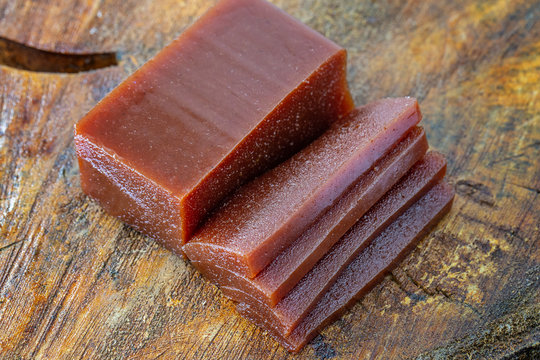 Slices of guava, sweet known by Goiabada, a typical Brazilian sweet common in the state of Minas Gerais in feasts in the month of June and July. Sweet of June party.