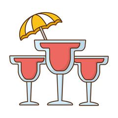 three cocktails drink umbrella beverage