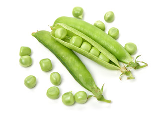 Fresh peas isolated on white background 