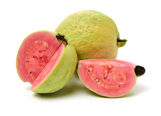 Pink guava isolated on white background