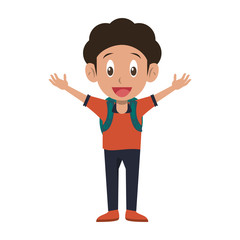 Student boy with backpack