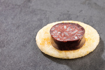 Blood sausage morcilla - Arepa ground base of ground dry corn.