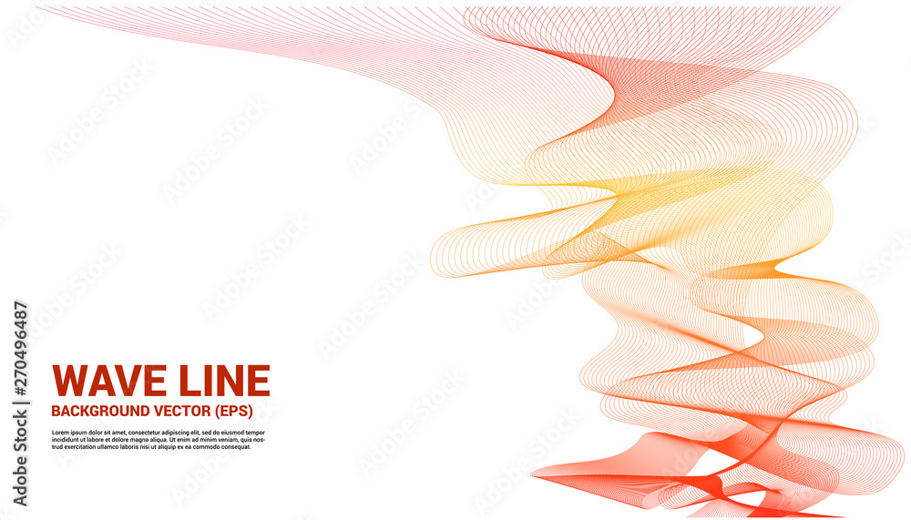 Poster orange sound wave line curve on white background. element for theme technology futuristic vector